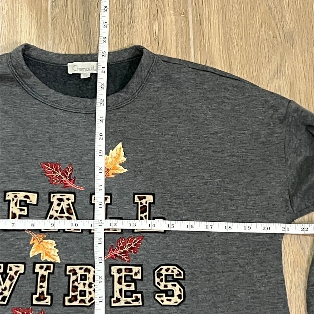 Fall Vibes Top Sweatshirt Leave Grandma Embroidered Shirt Autumn Leopard Cheetah - Picture 7 of 12
